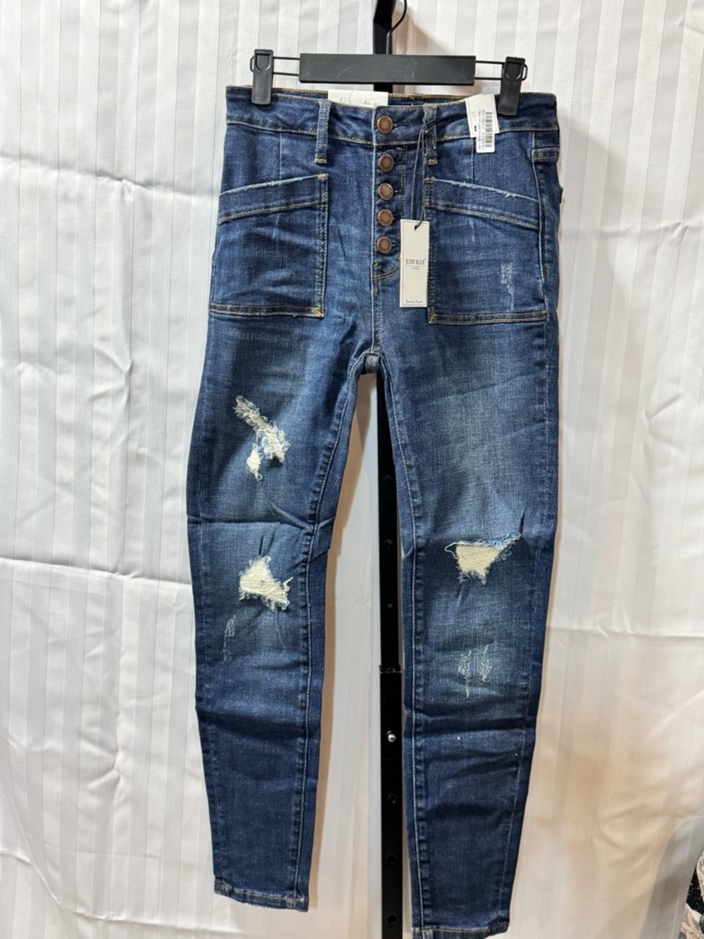 Judy Blue Dark Blue Distressed High-Rise Skinny Jeans